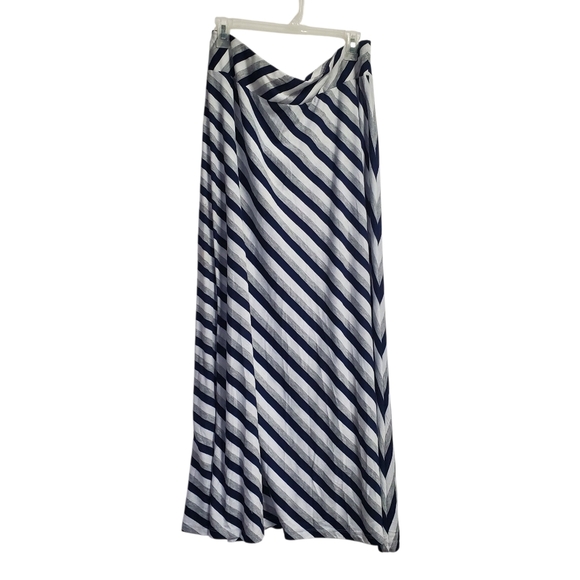 JohnPaulRichard Navy, Gray and White Diagonal Stripe Maxi Skirt Size L - Picture 6 of 6